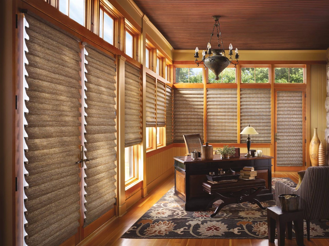 Hunter Douglas Vignette® Roman Shades in a home office near Fargo, ND